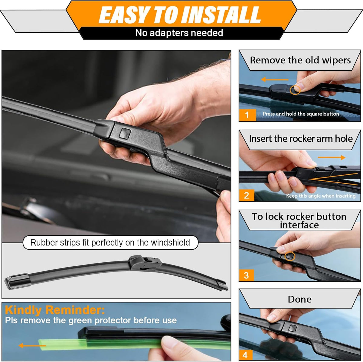AUTOBOO 26"+19" Windshield Wipers Replacement for Tesla Model 3 2017 2018 2019 2020 2021 2022 2023 2024 2025 Model Y 2020 2021 2022 2023-2025 -Original Factory Quality (Pack of 2) - Colors B