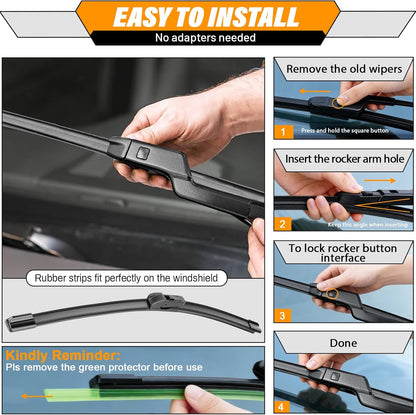 AUTOBOO 26"+19" Windshield Wipers Replacement for Tesla Model 3 2017 2018 2019 2020 2021 2022 2023 2024 2025 Model Y 2020 2021 2022 2023-2025 -Original Factory Quality (Pack of 2) - Colors B