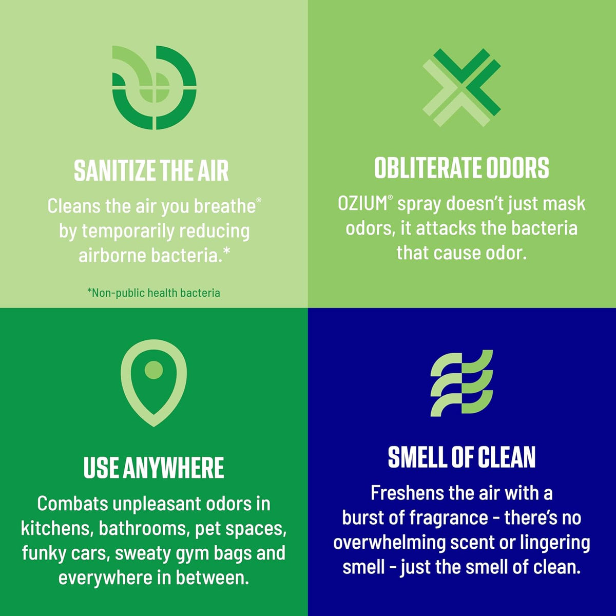 Ozium . Air Sanitizer & Odor Eliminator for Homes, Cars, Offices and More, Outdoor Essence, 0.8 Oz( Pack of 6) (packaging may vary)