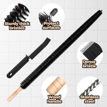 Holikme 3 Pcs Dryer Vent Cleaner Kit, 304 Stainless Steel Replacement Lint Brush for Clothes Dryer Vent Trap, Cleaning Brush & Flexible Crevice Tool