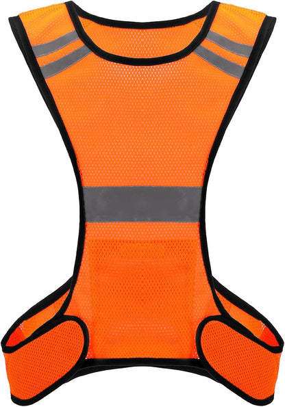 Ptwola Reflective Running Vest High Visibility Running Gear with Large Pocket Night Lightweight Reflective Safety Vest