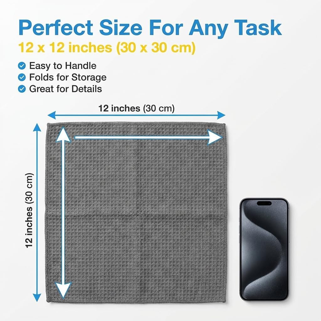 Microfiber Towels for Cars - 15.7" x 15.7" inches, Highly Absorbent Professional Grade Drying Towel Set for Superior Cleaning and Drying Performance - Car Drying & Kitchen Towel - Pack of 3