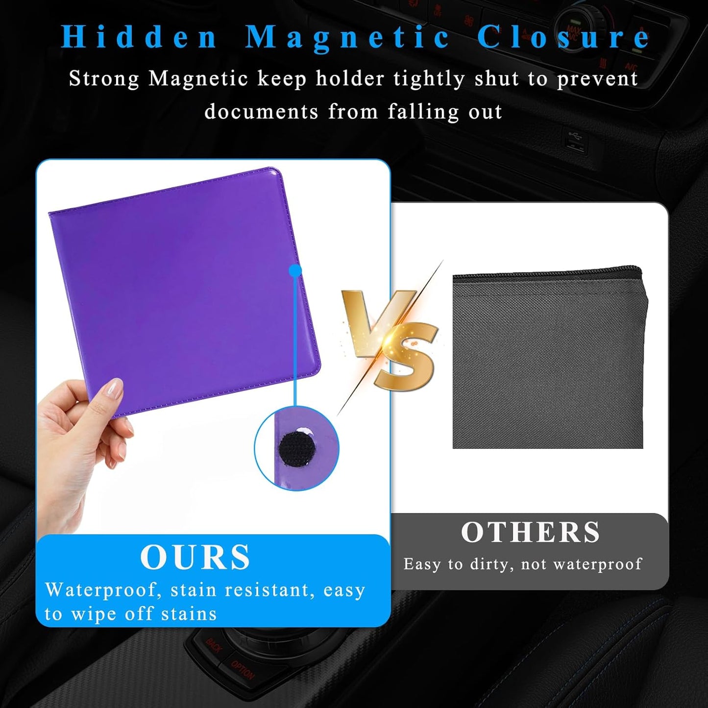 Kewucn 1 PC Car Registration Insurance Holder, Essential Auto Card Glove Box Organizer, Vehicle Interior Accessories Perfect for Most Car, Truck, SUV (10.55''×4.8'', Pink)