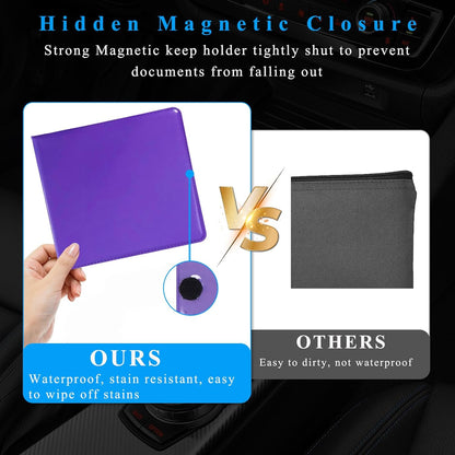 Kewucn 1 PC Car Registration Insurance Holder, Essential Auto Card Glove Box Organizer, Vehicle Interior Accessories Perfect for Most Car, Truck, SUV (10.55''×4.8'', Pink)