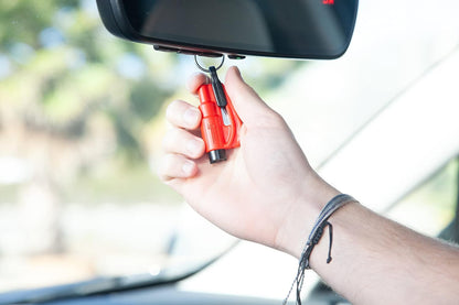 resqme The Original Emergency Keychain Car Escape Tool, 2-in-1 Seatbelt Cutter and Window Breaker, Made in USA, Yellow - Compact Emergency Hammer