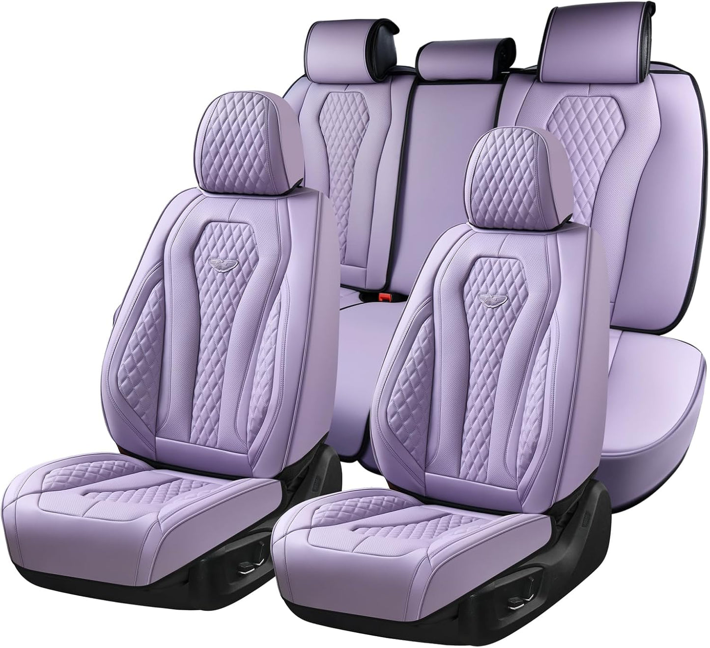 Coverado Seat Covers, Car Seat Covers Full Set, Black Car Seat Cover, Car Seat Covers Front Seats Back Seat Cover, Waterproof Car Seat Cushion, Leather Seat Covers Seat Protector Fit for Most Cars