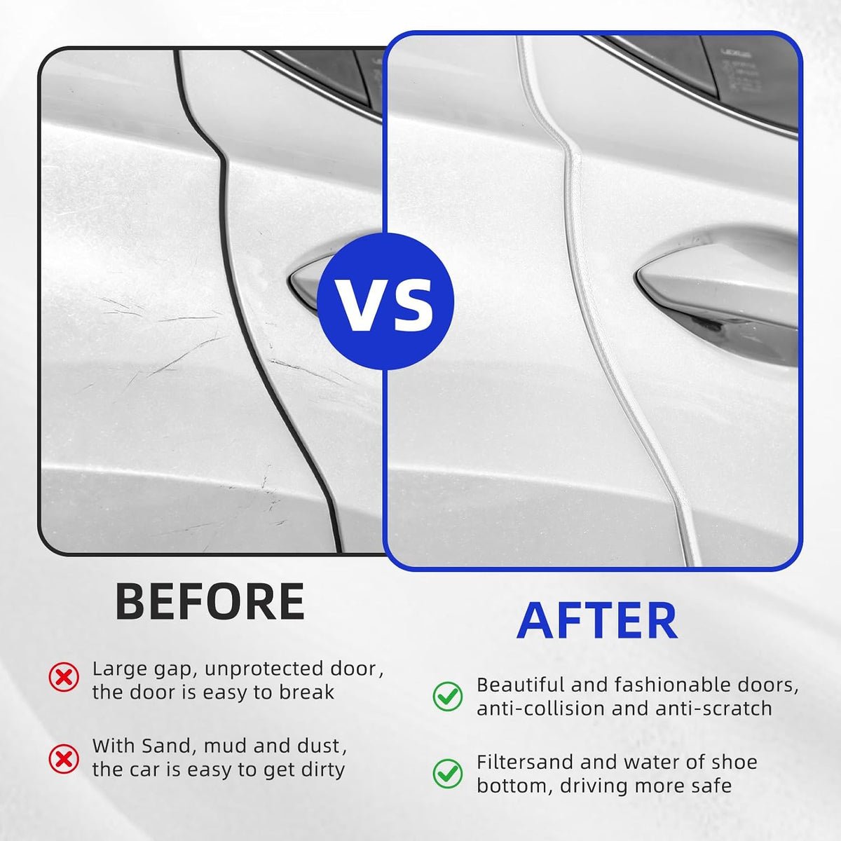 SINGARO 33Ft (10M) Car Door Edge Guard, No Glue Car Door Entry Guard Protective Strip, Rubber Edge Trim Car Door Protector, Applicable to Car, Truck, SUV and ATV, Car Exterior Accessories（Black）