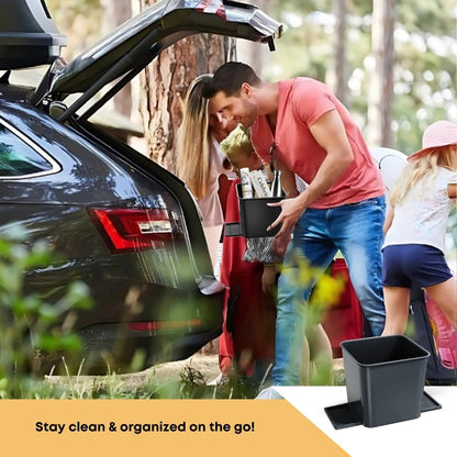 Car Trash Can with Stability Wings – Leakproof Portable Garbage Bin for Fabric & Rubber Mats – Compact Durable Plastic Auto Organizer for Cars, SUVs, Trucks (Black, Large)