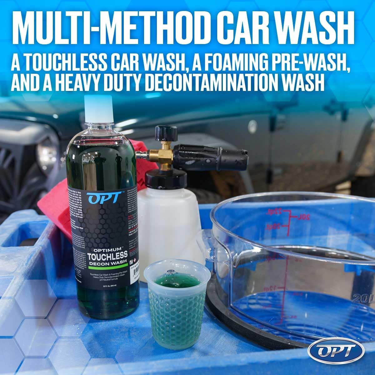 Optimum Touchless Decon Car Wash Soap – pH Neutral, Heavy Duty Decontamination, Touch Free, Spray on and Rinse Off Car Wash and Ceramic Coating Maintenance Multi-Use Formula (1 Gallon)