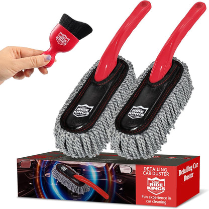 Car Detailing Kit - 3 Packs: Car Duster, Interior Cleaning Brush, Microfiber Towels | Detail Tools