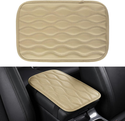 Amiss Car Center Console Cover, Upgraded Leather Car Armrest Cushion with 2 Storage Pockets, Universal Waterproof Cushion Pad, Non-Slip Car Interior Accessories, Fits Most Sedans SUVs Trucks (Black)