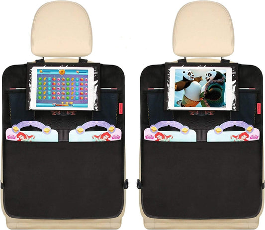 Kaiphy Car Backseat Organizer Premium Quality Car Kick Mats with 10" Tablet Holder - Extra Large Pocket- Sturdy Top 2Pack