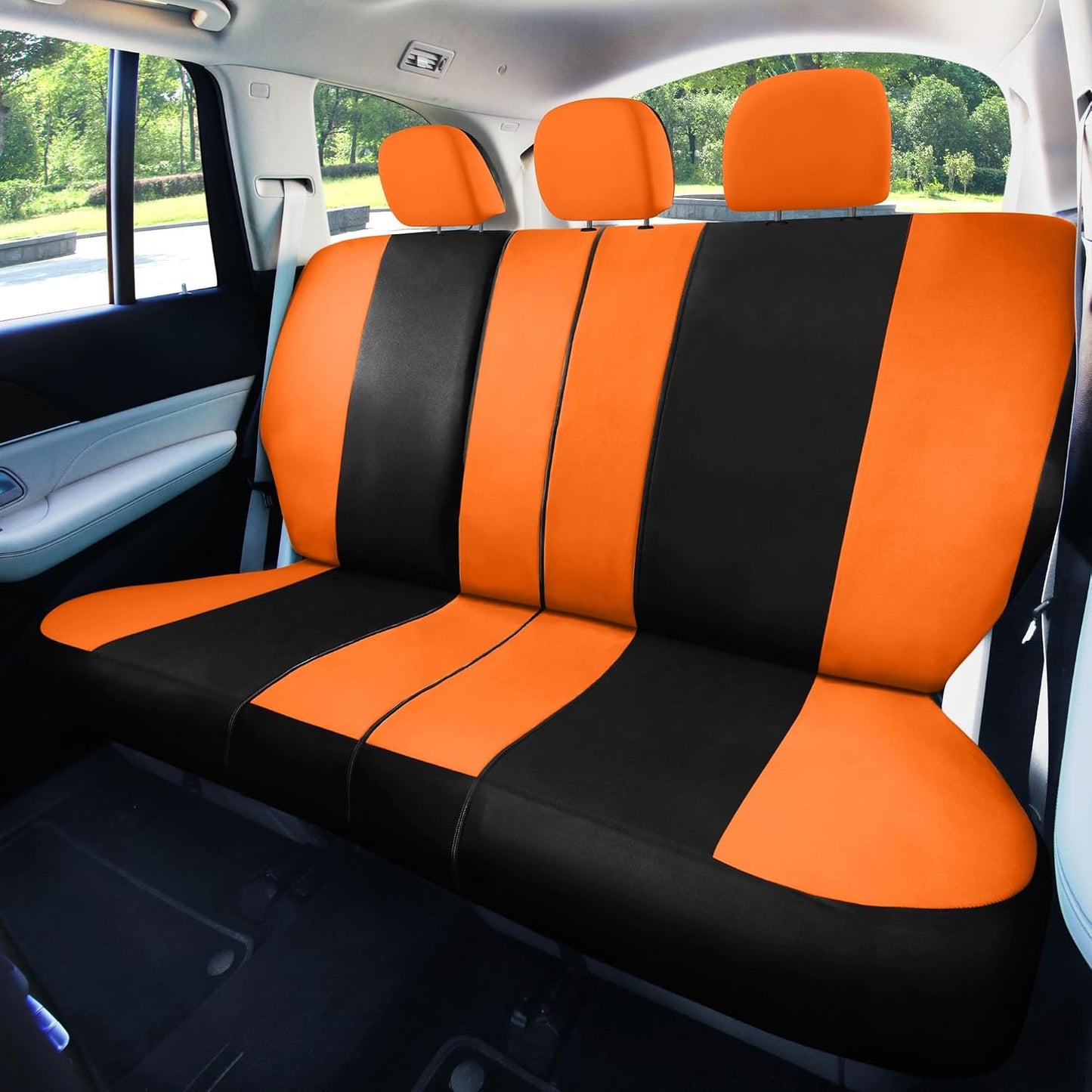 FH Group Full Set Cloth Car Seat Covers, Universal Fit Front and Split Bench Rear, Airbag Compatible, Washable for SUV, Sedan, Van - Black