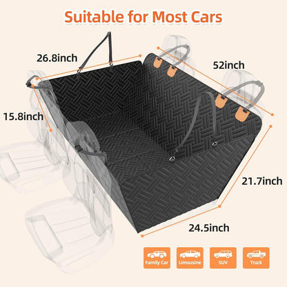 Back Seat Extender for Dogs,Hard Bottom Car Seat Cover for Dogs with Mesh Window,Waterproof Backseat Pet Cover Hard Bottom-Dog Car Seat Cover for Back Seat Dog Hammock for Car/SUV