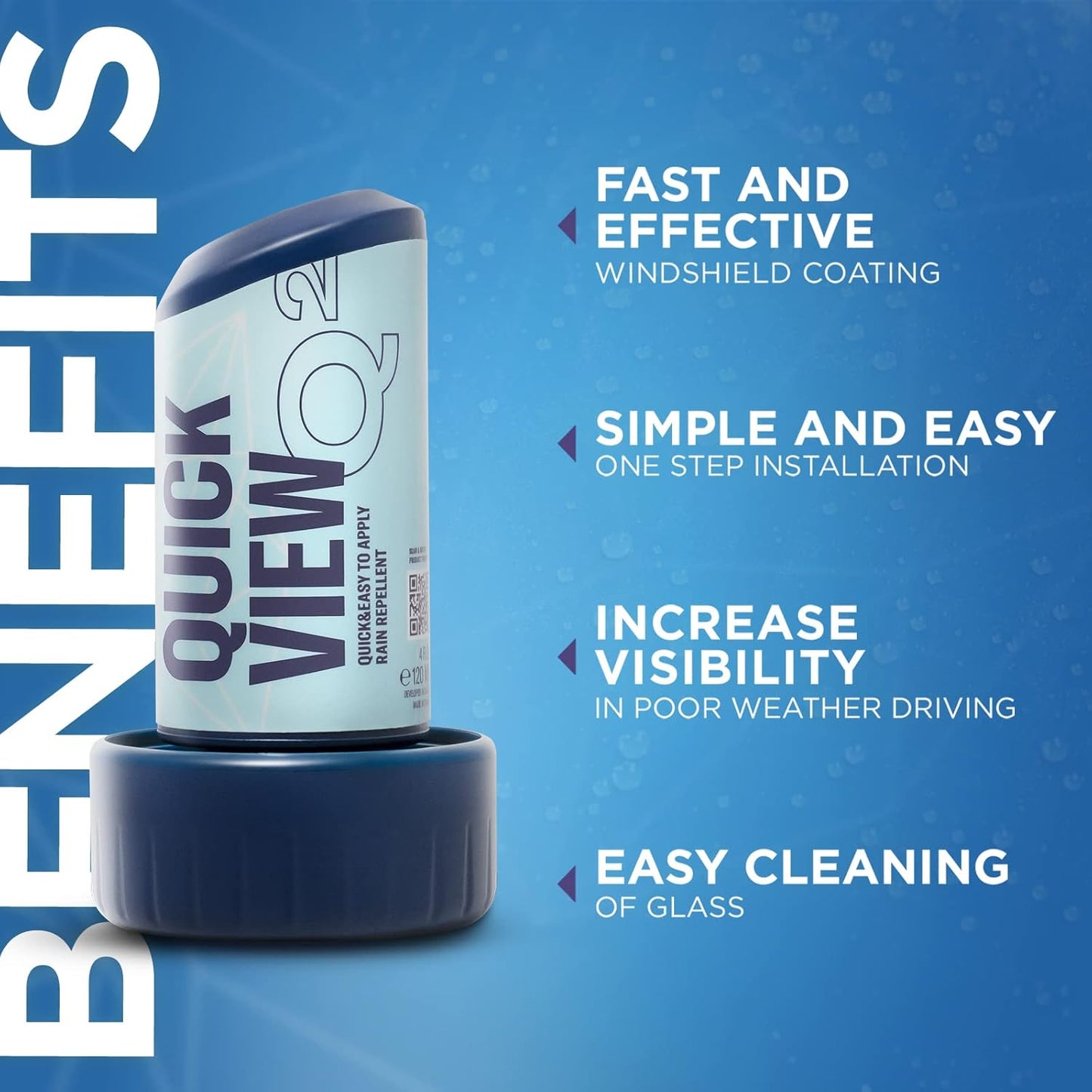 GYEON Quartz QuickView Ceramic Rain Repellent Glass Coating Liquid for exterior use, Extremely Hydrophobic Easy Apply Fast Drying Professional Grade Visibility Safety