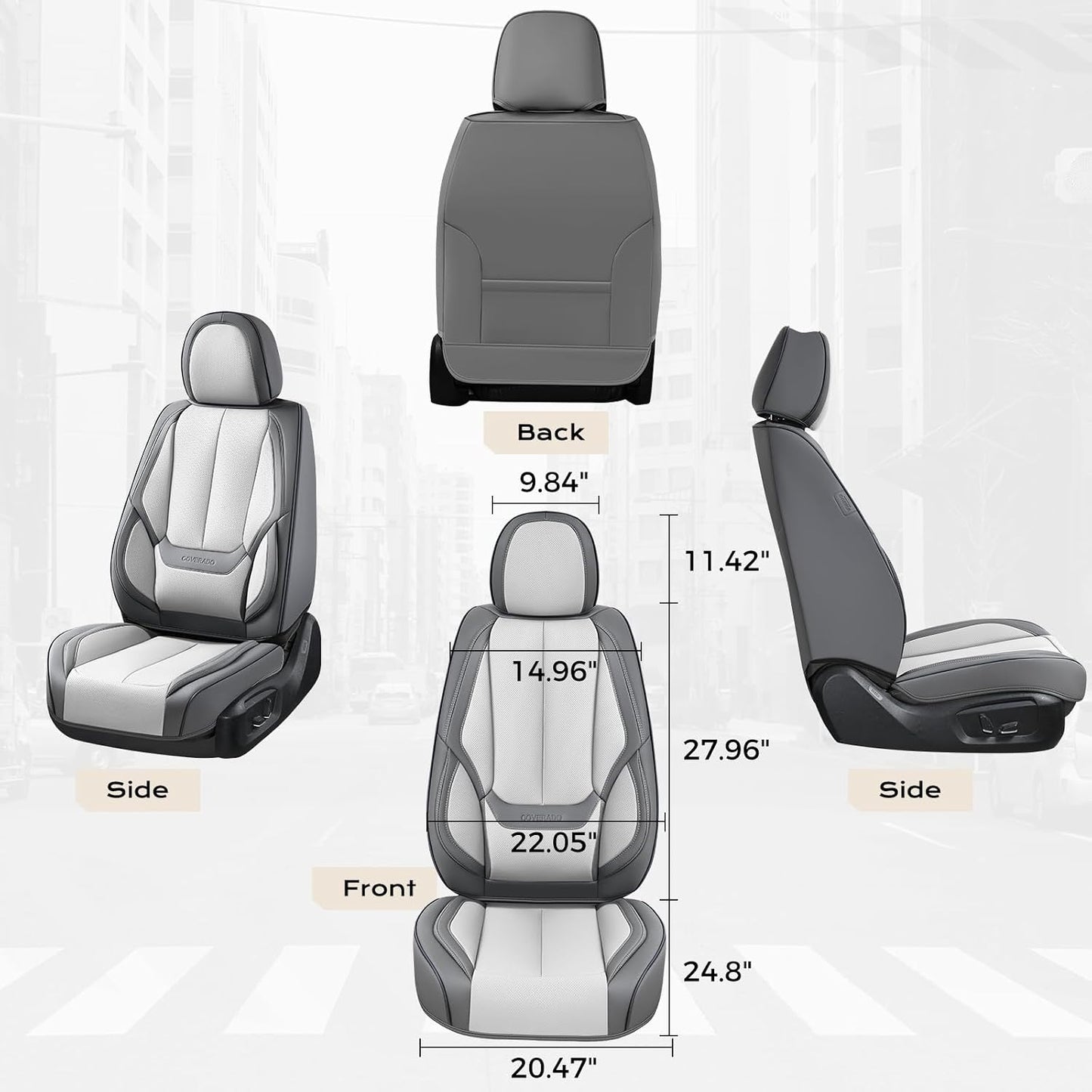 Coverado Seat Covers Full Set, Black Seat Covers for Cars 5 Seats, Car Seat Protector, Waterproof Nappa Leather Car Seat Cushion, Front and Rear Car Seat Cover Fit for Most Sedans SUV Pick-up Truck - Colors B