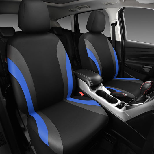 CAR PASS Line Rider Sporty Front Seat Covers,Gray Car Seat Covers Two Front Seats Only, Airbag Compatible,Universal Fit Sedans,Cars,Vans,SUV,Truck(Black and Gray)