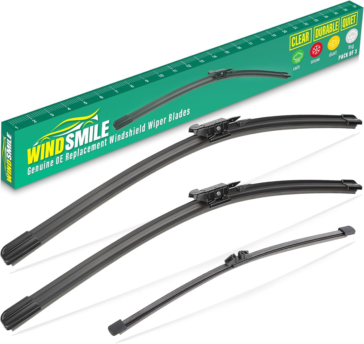 26" 16" 12" Windshield Wiper Blades Replacement for Toyota RAV4 2019 2020 2021 2022 2023 2024 2025 RAV 4 / Mazda 5 2006-2015 Premium All Weather Front Rear Wipers Set - OEM Quality (Pack of 3) - Colors D