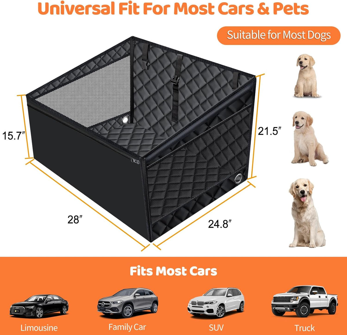 URPOWER Dog Car Seat Cover for Pets 100% Waterproof Seat Cover Hammock 600D Heavy Duty Scratch Proof Nonslip Durable Soft Back Seat Covers for Cars and SUVs