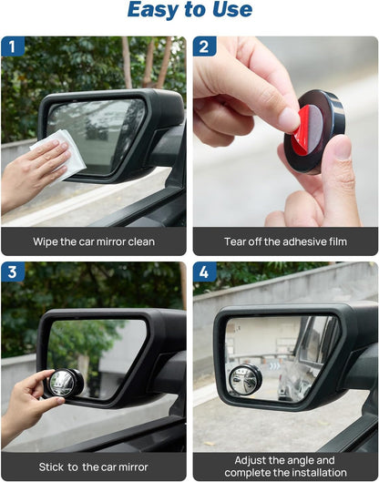 JOYTUTUS Blind Spot Mirror 2 Pack HD Frameless Convex Glass for Wide Angle View and Safer Lane Changing Compatible with Cars SUVs Trucks RVs Easy Stick On & Long Lasting Durability
