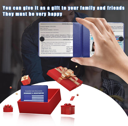 Ziciner Car Registration Insurance Holder, 2Pack Essential Auto Card Document Glove Box Organizer with Touch Fastener, Vehicle Interior Accessories Perfect for Most Car, Truck, SUV (Red/Small Car)