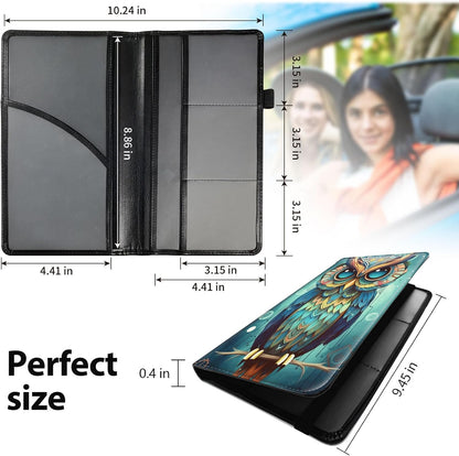 Car Registration and Insurance Holder, Leather Car Glove Box Organizer, Cool Car Accessories for ID, Driver's License Cards & Essential Document, business cards, Men&Women, Retro Audio Cassette