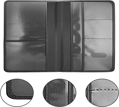 Car Registration and Insurance Card Holder - Leather Vehicle Glove Box Automobile Documents Paperwork Wallet Case Organizer for ID, Driver's License, Key, Cards - Car Accessories for Women&Men