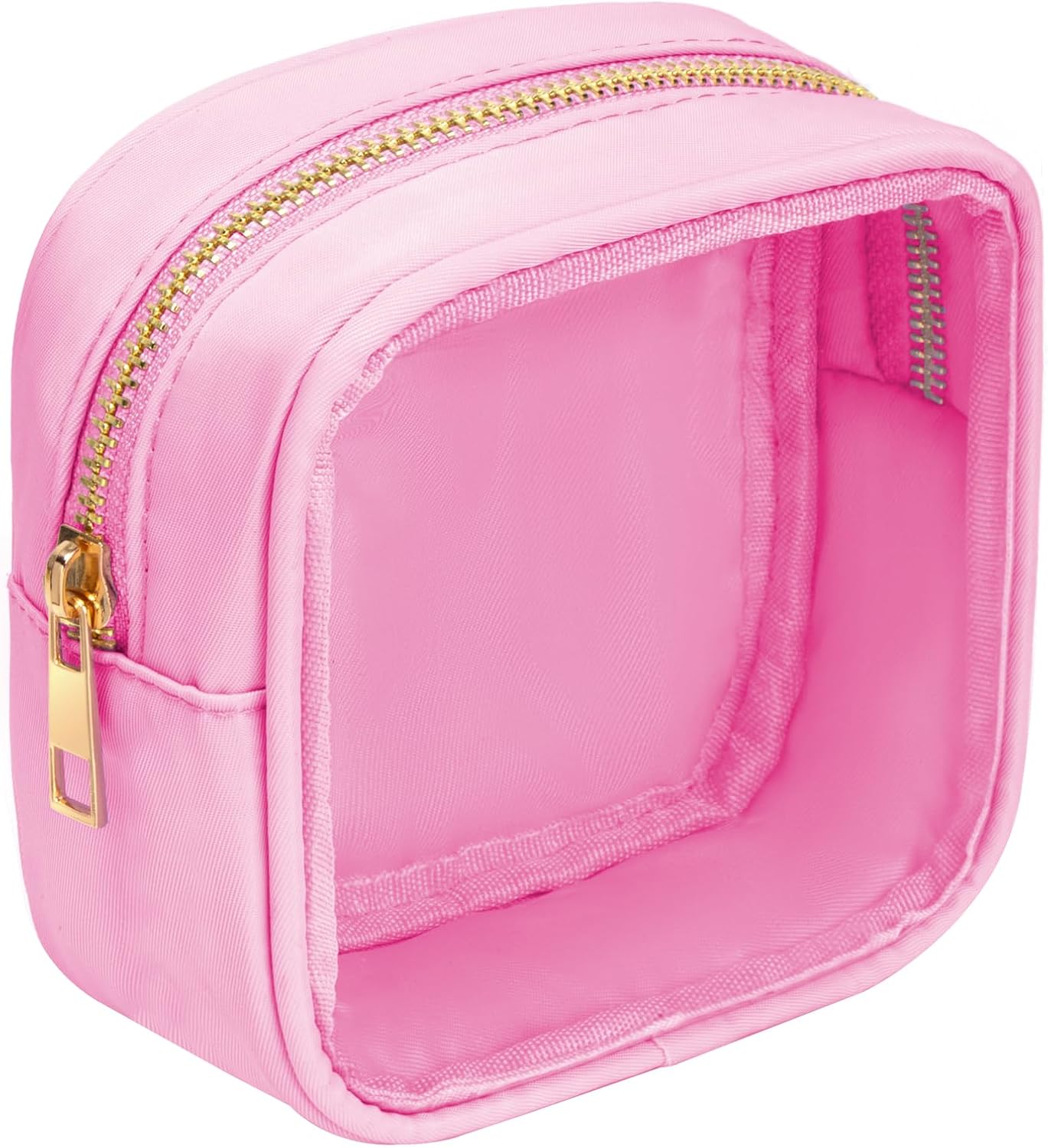 Small Clear Makeup Bag for Purse Small Cosmetic Bag Travel Size Toiletry Bags Cute Travel Makeup Bag,Coin Purse,Car Asscessories Organizer Storage Travel Essentials for Women Girls(Clear-Beige)