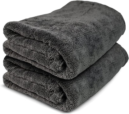 ExoForma Mega Car Drying Towel - Holds Up to 9 lbs, No Streaks, Scratches, or Water Spots | 1200 GSM Microfiber Double Twist Pile & Edgeless Design, 1 Quick & Effortless Dry - 24” x 36”