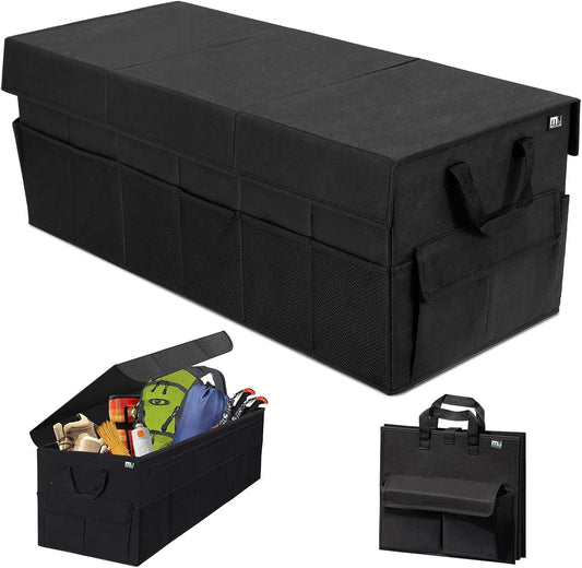 MIU COLOR Trunk Organizer for SUV, Car Organizer, Collapsible Trunk Organizer for Car, Non-Slip Bottom, Storage Organizer for Sedans, Van, Jeep, Grocery, Large 3 Compartments, Black 32"×13"×10.6"