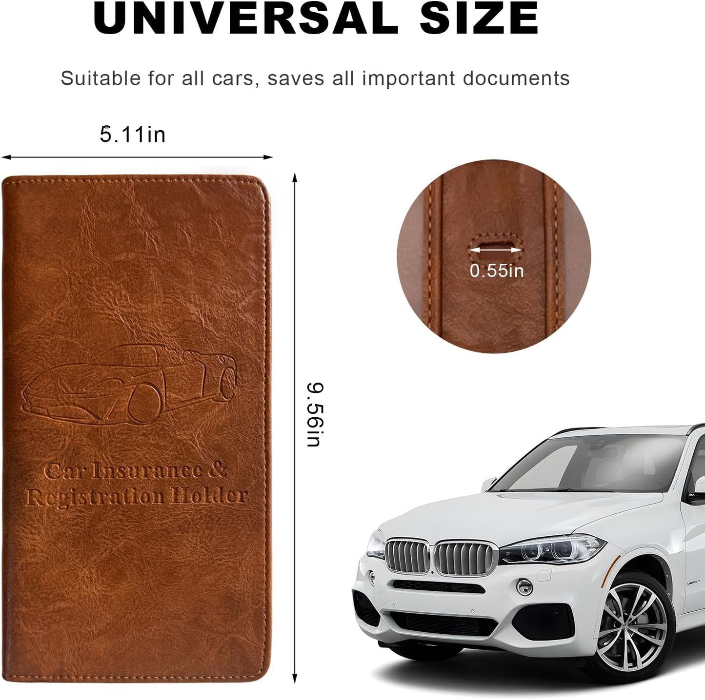 Car Registration and Insurance Holder, Leather Auto Glove Box Document Organizer with Magnetic Closure, Car Essential Paperwork Wallet Case Interior Accessories for Women Men (Leopard Print)