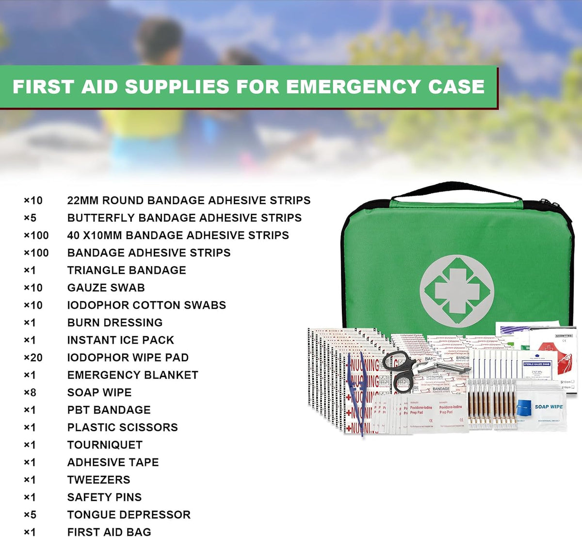 Travel-First Aid-Kit Car-Home 300PCS Survival-Kit Outdoor-Adventure - Small Portable Red Emergency Essential Sets Office Hiking Camping Business Public Must Have First Aid Gear Equipment 1st Aid