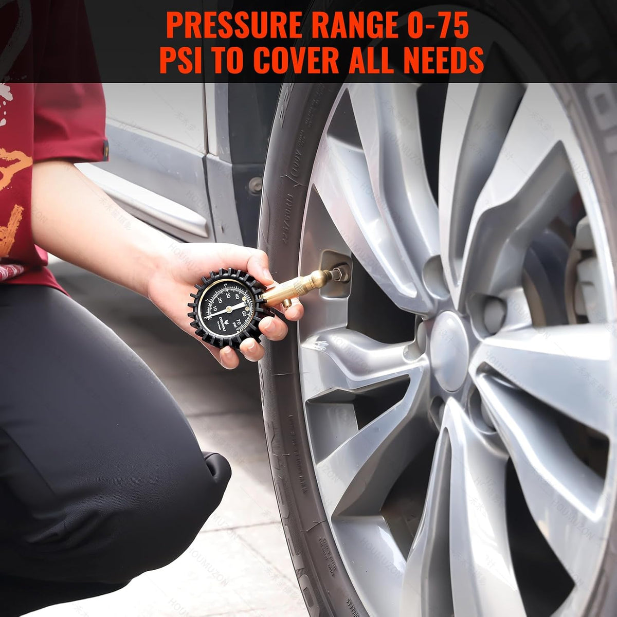 ETENWOLF Tire Pressure Gauge for Cars 0-75 PSI, Air Pressure Gauge with Large Glow Dial, Calibrated to ANSI B40.1 Grade A(Plus-Minus 1%), Tire Gauge for Tire Pressure Car Accessories (Black)