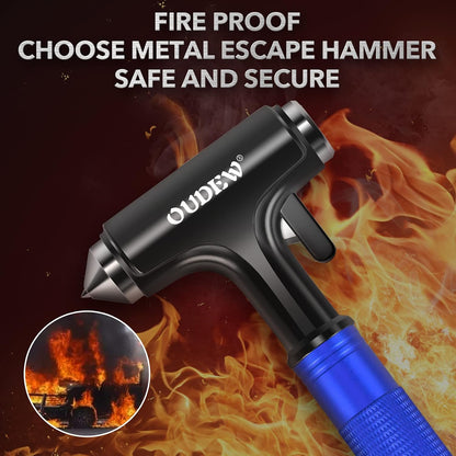 Car Safety Hammer, Car Glass Breaker with Seat Belt Cutter, Automotive Escape Tool with Lighting Function, Metal Window Breaker, Emergecy Safety Hammer for Auto Accidents (Black)
