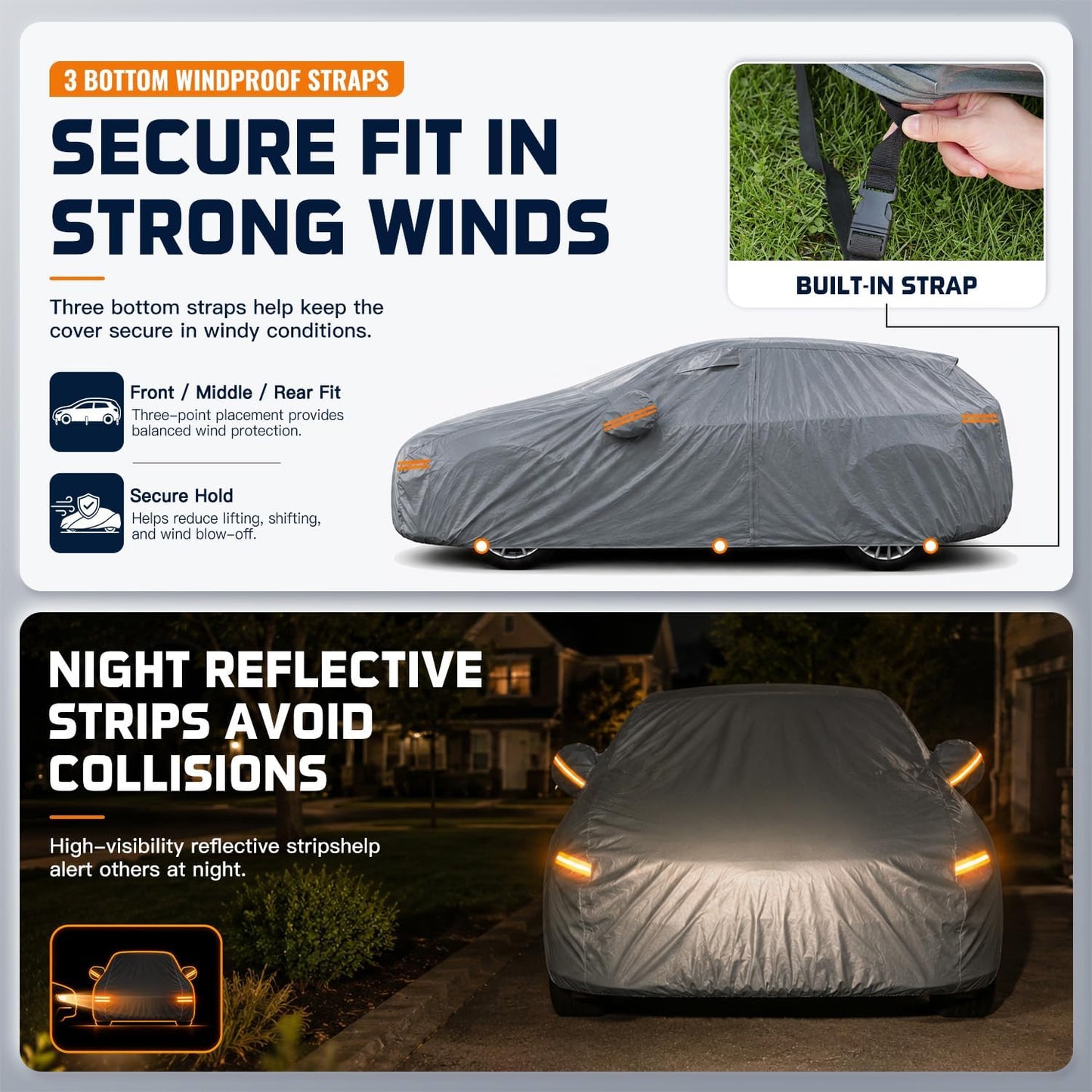 SUV Cover Waterproof All-Weather,Outdoor Full Exterior Automobiles SUV(Length 182-190 inch) with Windshield Sun Shade Universal Fit Toyota RAV4,CRV,Model Y,Q5,Size S2 (See SizeChart)
