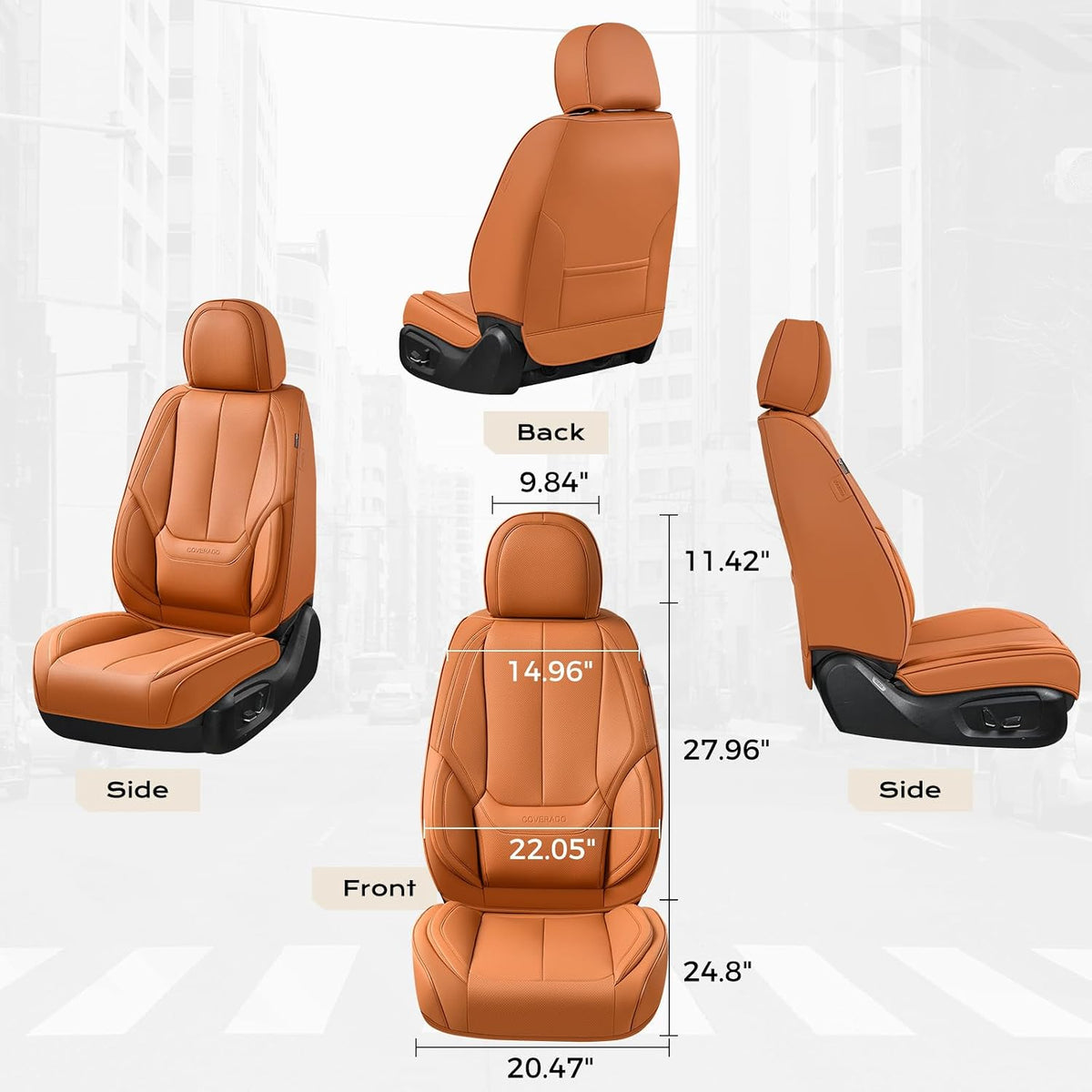 Coverado Seat Covers Full Set, Black Seat Covers for Cars 5 Seats, Car Seat Protector, Waterproof Nappa Leather Car Seat Cushion, Front and Rear Car Seat Cover Fit for Most Sedans SUV Pick-up Truck - Colors B