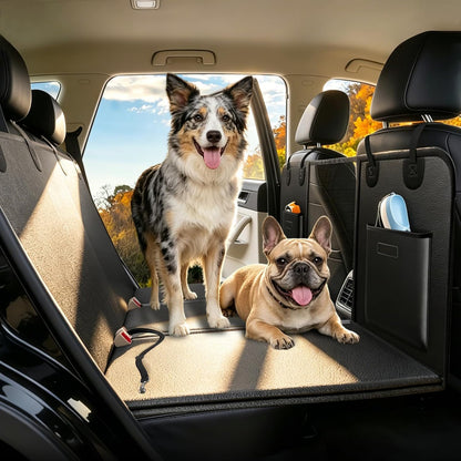 Back Seat Extender for Dogs-Large Space, Dog Car Seat Cover Hard Bottom Holds 420lbs, Sturdy Backseat Extender for Dogs,Upgraded Waterproof Pet Car Bed Dog Hammock for Car, SUV,Truck, Black