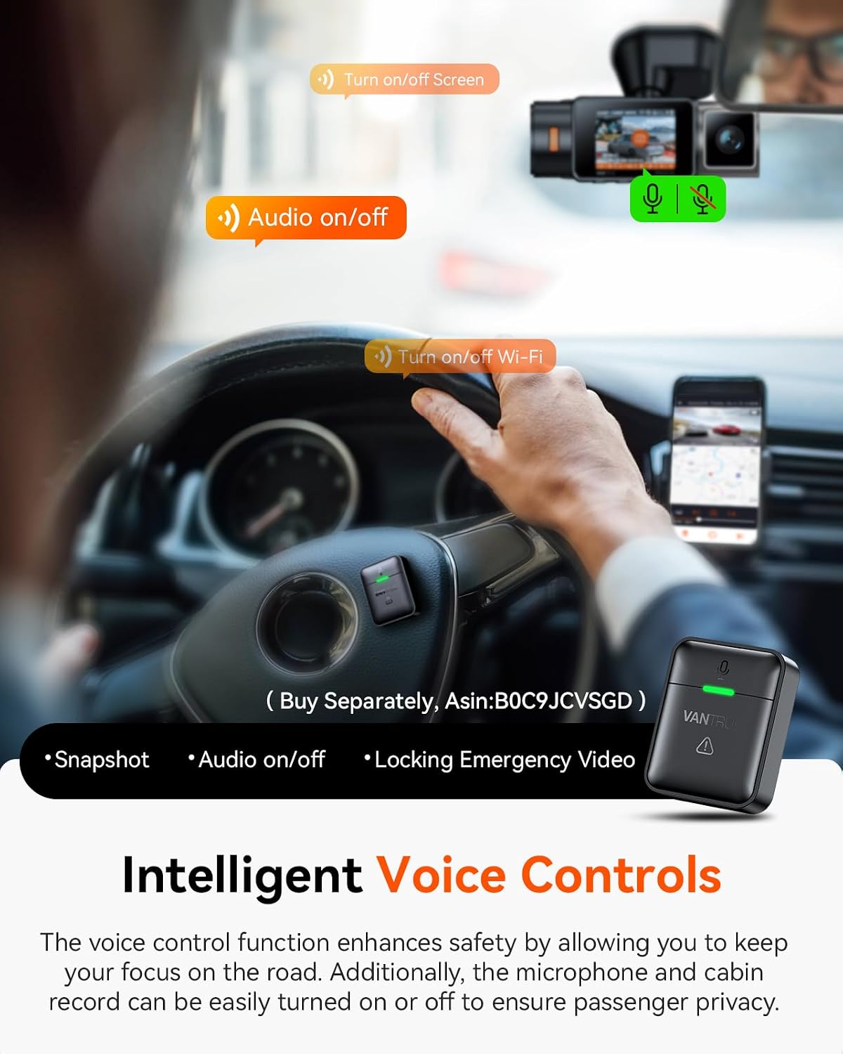 Vantrue N2X 2.7K Dash Cam Front and Inside, 5G WiFi Dual Dash Camera for Car with HDR IR Night Vision, STARVIS 2, GPS, 2.5K/60FPS, G-Sensor, 24/7 Parking Mode, Voice Control, Support 512GB Max