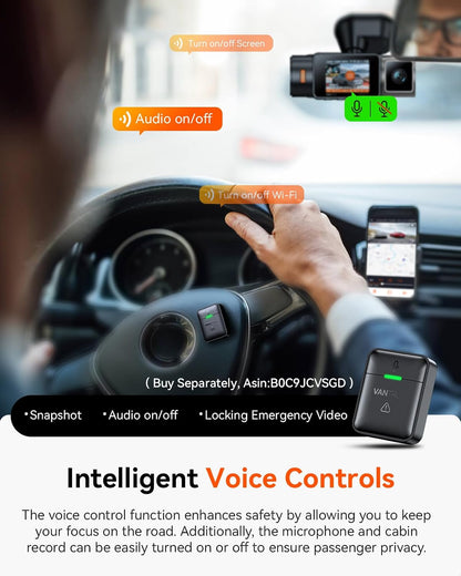 Vantrue N2X 2.7K Dash Cam Front and Inside, 5G WiFi Dual Dash Camera for Car with HDR IR Night Vision, STARVIS 2, GPS, 2.5K/60FPS, G-Sensor, 24/7 Parking Mode, Voice Control, Support 512GB Max