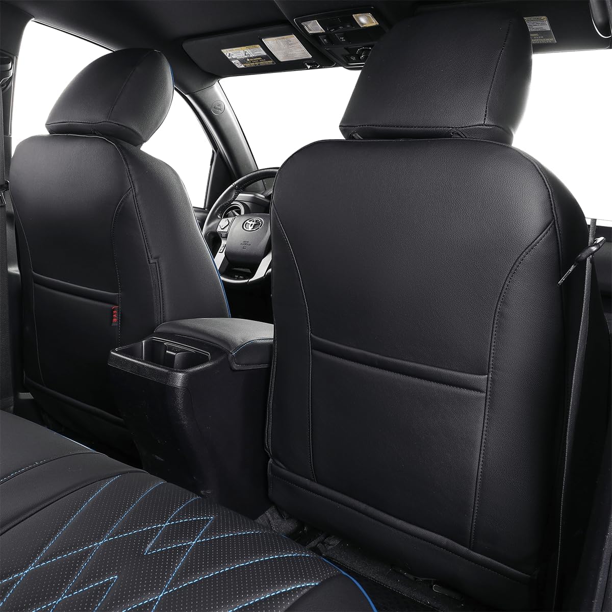 EKR Tacoma Car Seat Covers Custom Fit for Toyota Tacoma (Petrol) 2024 2025 2026 DoubleCab/CrewCab SR/SR5/TRD Sport/TRD Off-Road/Limited -Truck Seat Covers Full Set,Faux Leather(Black)