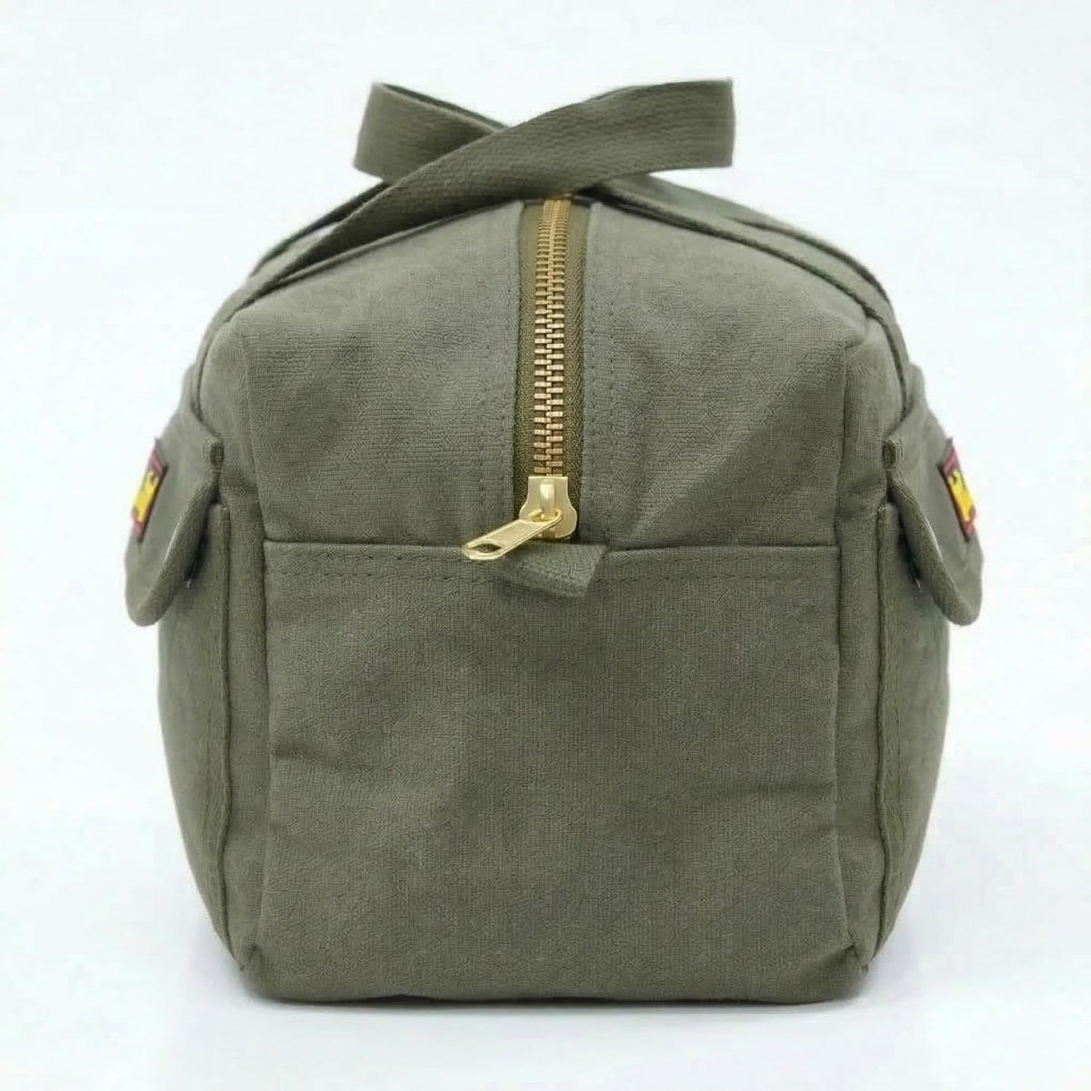 Waxed Canvas All Purpose Military Style Duffle Bag, Water-Resistant, Adjustable Strap, Fully Lined, Double Zipper Closure, heavy Duty, Olive Green