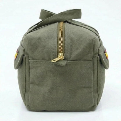 Waxed Canvas All Purpose Military Style Duffle Bag, Water-Resistant, Adjustable Strap, Fully Lined, Double Zipper Closure, heavy Duty, Olive Green