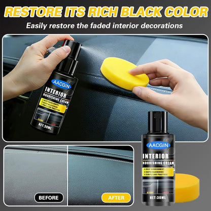 2 Pack Car Black Plastic Trim Restorer, Restore Faded Vinyl Rubber Surfaces, UV Protection Deep Shine Polishing Agent, Exterior Interior Auto Detailing Care 30ml