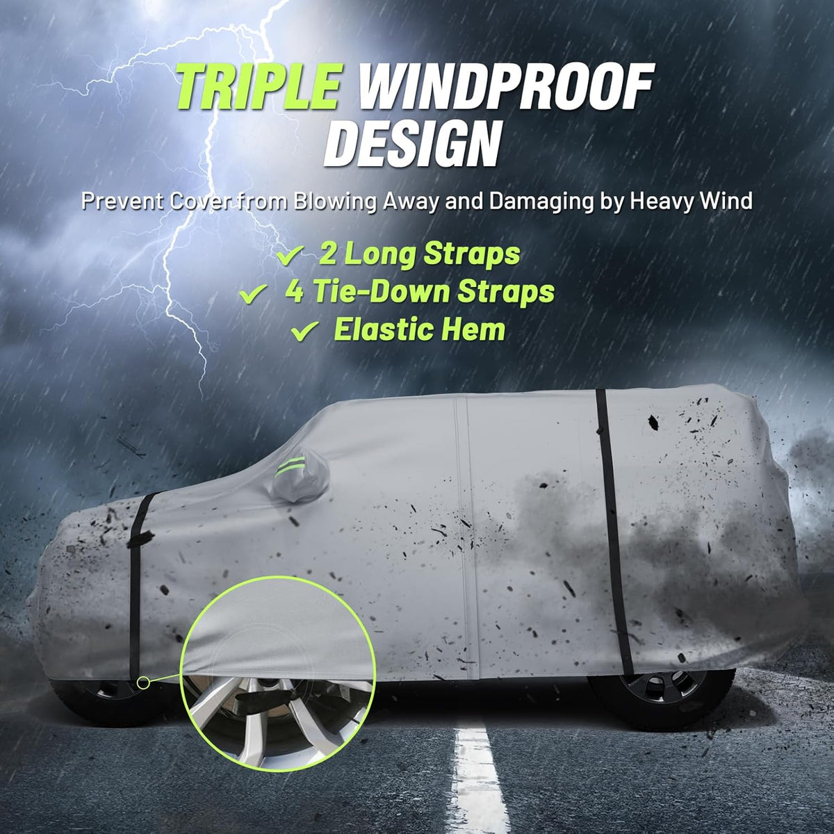 Favoto SUV Car Cover Waterproof All Weather 6 Layers Heavy Duty Car Cover for Automobiles Rain Sun Snow UV Protection with Inner Cotton Car Cover Outdoor Universal Fit for SUV (188-198 inch) Silver