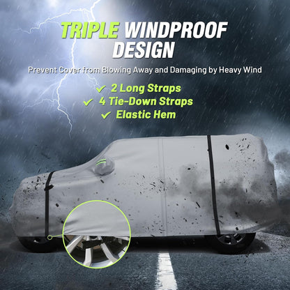 Favoto SUV Car Cover Waterproof All Weather 6 Layers Heavy Duty Car Cover for Automobiles Rain Sun Snow UV Protection with Inner Cotton Car Cover Outdoor Universal Fit for SUV (188-198 inch) Silver