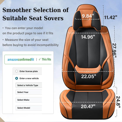 Coverado Seat Covers Full Set, Black Seat Covers for Cars 5 Seats, Car Seat Protector, Waterproof Nappa Leather Car Seat Cushion, Front and Rear Car Seat Cover Fit for Most Sedans SUV Pick-up Truck - Colors A