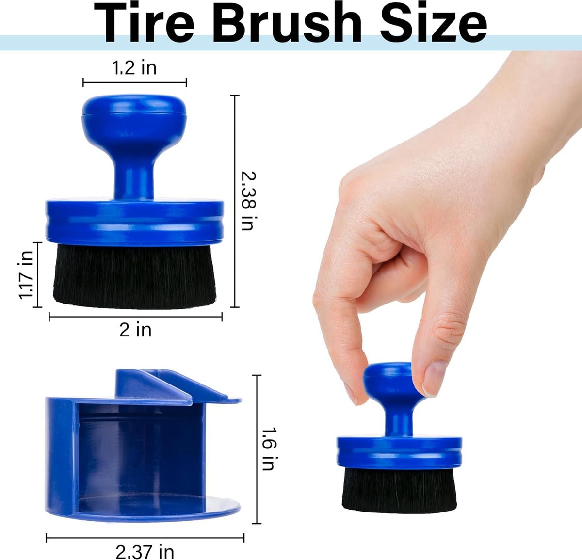 Tire Shine Applicator Brush, Tire Shine Brushes, Tire Dressing Brush Applicator with Seal Cover, Tire Brush for Car Detailing, Tire Gel Applicator, High Density Detail Factory Tire Brush (Black)