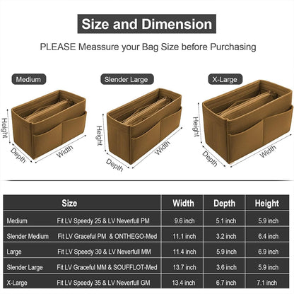 OMYSTYLE Purse Organizer Insert, Felt Tote Bag Organizer Insert with 5 Sizes, Handbag Dividers for Inside Purse, Compatible with Longchamp, Neverful, Speedy and More