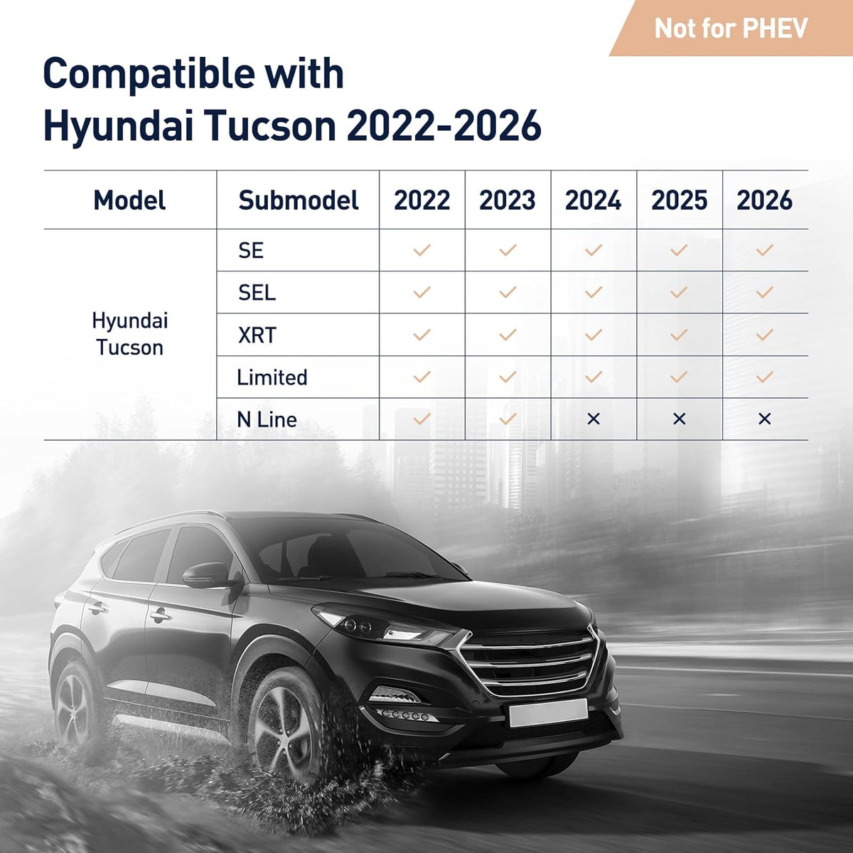 Floor Mats & Cargo Liner for 2022-2025 2026 Hyundai Tucson (Gas Models Only).All-Weather TPE Floor Liners Full Set,Custom Fit for SE SEL Limited XRT,Not for Hybrid or PHEV
