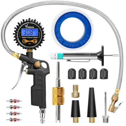 Tire Pressure Gauge - (0-60 PSI) Heavy Duty, Certified ANSI Accurate with Large 2 Inch Easy to Read Glow Dial, Low - High Air Pressure Gauge. Tire Gauge for Car and Trucks Tires by Vondior
